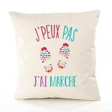 Housse de Coussin Premium Marche Version Blanc - Coton Canvas Fairtrade Beige Idée Cadeau Décoration Canapé