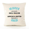 Housse de Coussin Premium Un Employé Formidable Blanc - Coton Canvas Fairtrade Beige Idée Cadeau Décoration Canapé