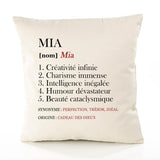 Housse de Coussin Premium Mia Définition - Coton Canvas Fairtrade Beige Idée Cadeau Décoration Canapé