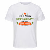 Maillot de Sport Homme Meilleur Aide-Soignant Super Pouvoir Cadeau Anniversaire Noël Fête des Pères T-Shirt Respirant Polyester