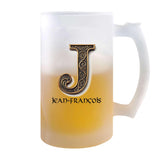 Verre à Bière Jean-François Lettre Viking | Chope de Bière Pinte | Idée Cadeau Prénom Motard Jeux de Rôle Vidéo Anniversaire Papa Collègue Départ Retraite Noël