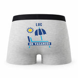 Caleçon Luc en Vacances - Humour Boxer Gris Idée Cadeau