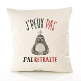 Housse de Coussin Premium Retraite Version Blanc - Coton Canvas Fairtrade Beige Idée Cadeau Décoration Canapé