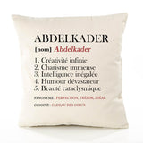 Housse de Coussin Premium Abdelkader Définition - Coton Canvas Fairtrade Beige Idée Cadeau Décoration Canapé