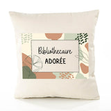 Housse de Coussin Femme Bibliothécaire Adorée Design Graphique déco Salon canapé Chambre Cadeau Femme Anniversaire noël Coussin décoratif Motif Floral