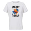 Maillot de Sport Femme pour Merci Basket Coach - T-Shirt Respirant Polyester Manches Courtes - Cadeau Sportive Anniversaire Noël Fête des Mères