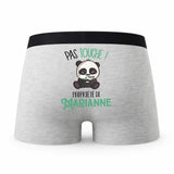 Caleçon Marianne Pas Touche Panda - Humour Boxer Gris Idée Cadeau