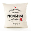 Housse de Coussin Premium Plongeuse d'amour - Coton Canvas Fairtrade Beige Idée Cadeau Décoration Canapé 40x40