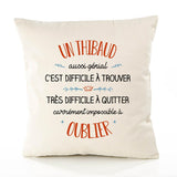 Housse de Coussin Premium Un Thibaud Aussi génial - Coton Canvas Fairtrade Beige Idée Cadeau Décoration Canapé