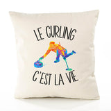 Housse de Coussin Premium Curling - Coton Canvas Fairtrade Beige Idée Cadeau Décoration Canapé