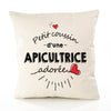 Housse de Coussin Premium Apicultrice d'amour - Coton Canvas Fairtrade Beige Idée Cadeau Décoration Canapé 40x40