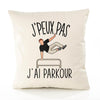Housse de Coussin Premium Parkour Version Blanc - Coton Canvas Fairtrade Beige Idée Cadeau Décoration Canapé