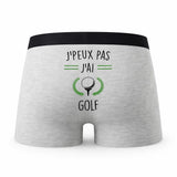 Caleçon Golf 2 - Humour Boxer Gris Idée Cadeau Passion