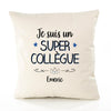 Housse de Coussin Premium Emeric Un Super Collègue - Coton Canvas Fairtrade Beige Idée Cadeau Décoration Canapé