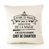 Housse de Coussin Premium Chef de Chantier Ministère Magie Homme - Coton Canvas Fairtrade Beige Idée Cadeau Décoration Canapé