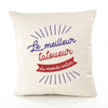 Housse de Coussin Premium tatoueur Meilleur Monde - Coton Canvas Fairtrade Beige Idée Cadeau Décoration Canapé