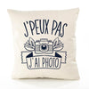 Housse de Coussin Premium Photo Version Blanc - Coton Canvas Fairtrade Beige Idée Cadeau Décoration Canapé