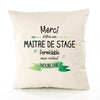 Housse de Coussin Premium Merci Maitre de Stage Inoubliable Femme - Coton Canvas Fairtrade Beige Idée Cadeau Décoration Canapé