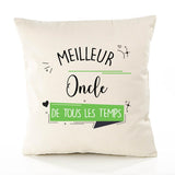 Housse de Coussin Premium Meilleur Oncle de Tous Les Temps 2 - Coton Canvas Fairtrade Beige Idée Cadeau Décoration Canapé
