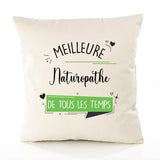 Housse de Coussin Premium Naturopathe Meilleure Temps Femme - Coton Canvas Fairtrade Beige Idée Cadeau Décoration Canapé