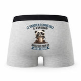 Caleçon Le Gardien Dimmeuble Panda Grain - Humour Boxer Gris Idée Cadeau