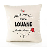 Housse de Coussin Premium Louane d'amour - Coton Canvas Fairtrade Beige Idée Cadeau Décoration Canapé 40x40