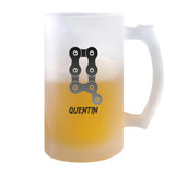 Verre à Bière Quentin Lettre Chaine | Chope de Bière Pinte | Idée Cadeau Prénom Motard Biker Mob Anniversaire Papa Collègue Départ Retraite Noël