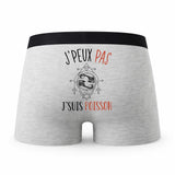 Caleçon Signe Poisson - Humour Boxer Gris Idée Cadeau Passion