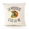Housse de Coussin Premium Motocross - Coton Canvas Fairtrade Beige Idée Cadeau Décoration Canapé