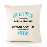 Housse de Coussin Premium Une maitresse Impossible à Oublier - Coton Canvas Fairtrade Beige Idée Cadeau Décoration Canapé