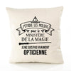 Housse de Coussin Premium opticienne Grand cru - Coton Canvas Fairtrade Beige Idée Cadeau Décoration Canapé
