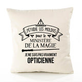 Housse de Coussin Premium opticienne Grand cru - Coton Canvas Fairtrade Beige Idée Cadeau Décoration Canapé