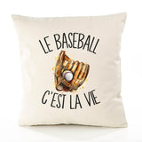 Housse de Coussin Premium Baseball - Coton Canvas Fairtrade Beige Idée Cadeau Décoration Canapé