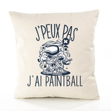 Housse de Coussin Premium Paintball Version Blanc - Coton Canvas Fairtrade Beige Idée Cadeau Décoration Canapé