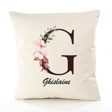 Housse de Coussin Premium Ghislaine Lettre - Coton Canvas Fairtrade Beige Idée Cadeau Décoration Canapé