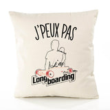 Housse de Coussin Premium Longboard Version Blanc - Coton Canvas Fairtrade Beige Idée Cadeau Décoration Canapé 40x40