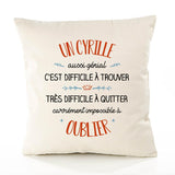 Housse de Coussin Premium Un Cyrille Aussi génial - Coton Canvas Fairtrade Beige Idée Cadeau Décoration Canapé