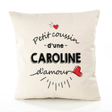 Housse de Coussin Premium Caroline d'amour - Coton Canvas Fairtrade Beige Idée Cadeau Décoration Canapé 40x40