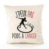 Housse de Coussin Premium Lancer du Poids Version Blanc - Coton Canvas Fairtrade Beige Idée Cadeau Décoration Canapé 40x40