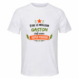 Maillot de Sport Homme Meilleur Gaston Super Pouvoir Cadeau Anniversaire Noël Fête des Pères T-Shirt Respirant Polyester