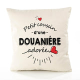 Housse de Coussin Premium Douaniere d'amour - Coton Canvas Fairtrade Beige Idée Cadeau Décoration Canapé 40x40