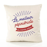 Housse de Coussin Premium pépiniériste Meilleur Monde - Coton Canvas Fairtrade Beige Idée Cadeau Décoration Canapé