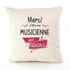 Housse de Coussin Premium Merci Musicienne Géniale - Coton Canvas Fairtrade Beige Idée Cadeau Décoration Canapé