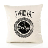 Housse de Coussin Premium Rallye Version Blanc - Coton Canvas Fairtrade Beige Idée Cadeau Décoration Canapé