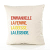 Housse de Coussin Premium Emmanuelle la Déesse la Légende Vintage - Coton Canvas Fairtrade Beige Idée Cadeau Décoration Canapé