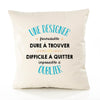 Housse de Coussin Premium Une Designer Formidable - Coton Canvas Fairtrade Beige Idée Cadeau Décoration Canapé