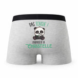 Caleçon Christelle Pas Touche Panda - Humour Boxer Gris Idée Cadeau