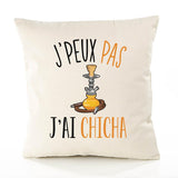 Housse de Coussin Premium Chicha Version Blanc - Coton Canvas Fairtrade Beige Idée Cadeau Décoration Canapé
