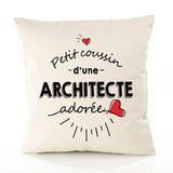 Housse de Coussin Premium Architecte d'amour - Coton Canvas Fairtrade Beige Idée Cadeau Décoration Canapé 40x40