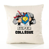 Housse de Coussin Premium Super COLLÈGUE - Coton Canvas Fairtrade Beige Idée Cadeau Décoration Canapé